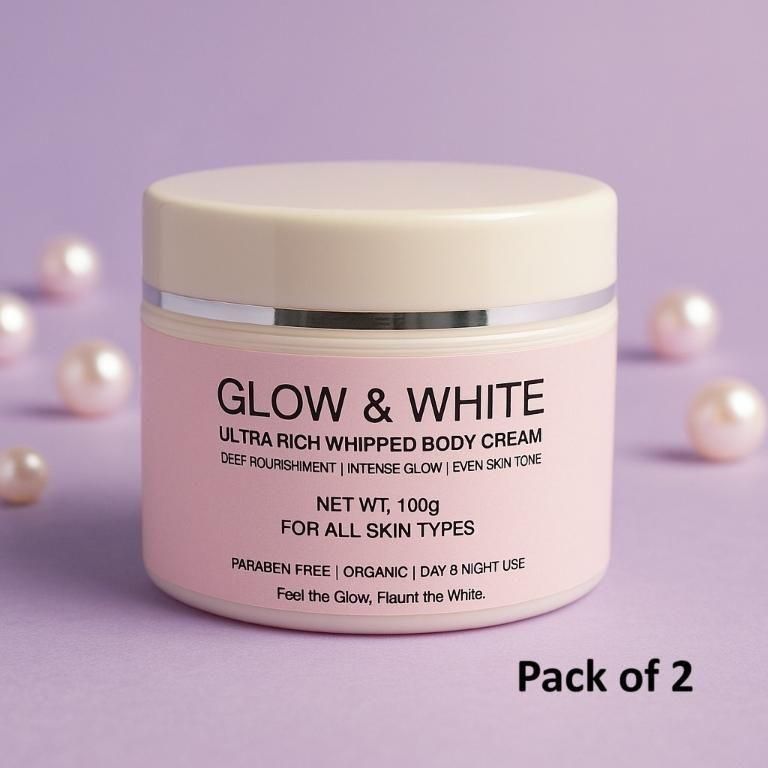Glow & White Body Cream – 100gm Each (Pack of 2) | Brightening & Moisturizing
