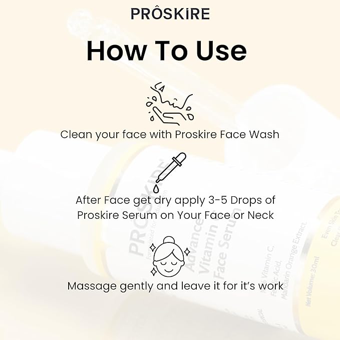 Proskire 10% Advance Vitamin C Face Serum with Ferulic Acid & Mandarin Orange Extract – 30ml